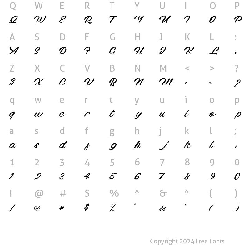 Character Map of Quffe Regular