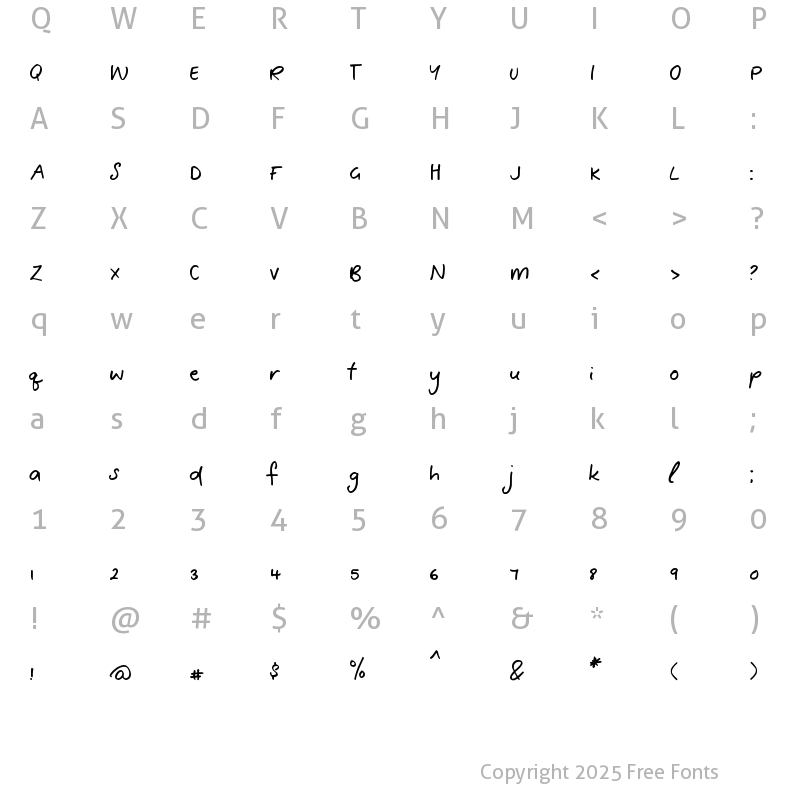 Character Map of Quick Scrawl Alternates Regular