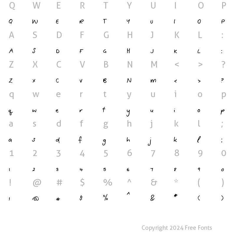 Character Map of Quick Scrawl Regular