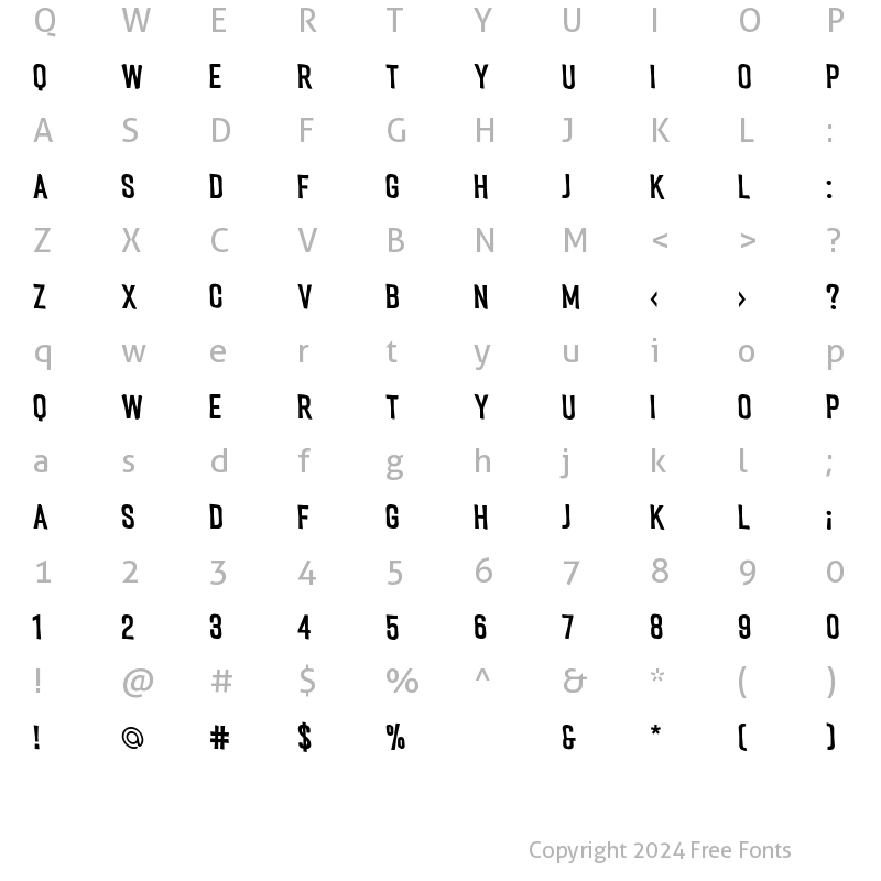 Character Map of Quicker SemiBold