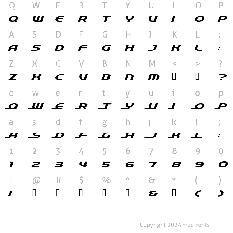 Character Map of QuickExpress Regular