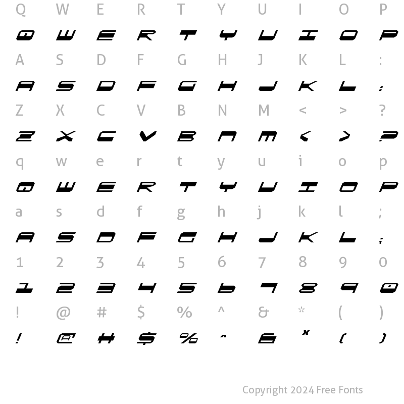 Character Map of QuickGear Italic Italic