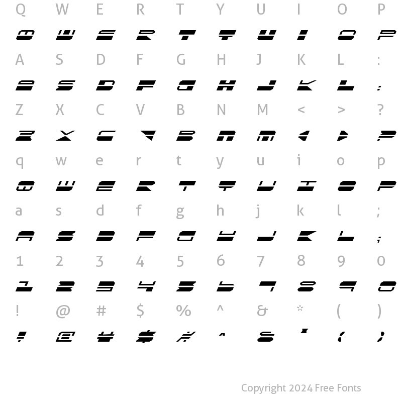 Character Map of Quickmark Italic Italic