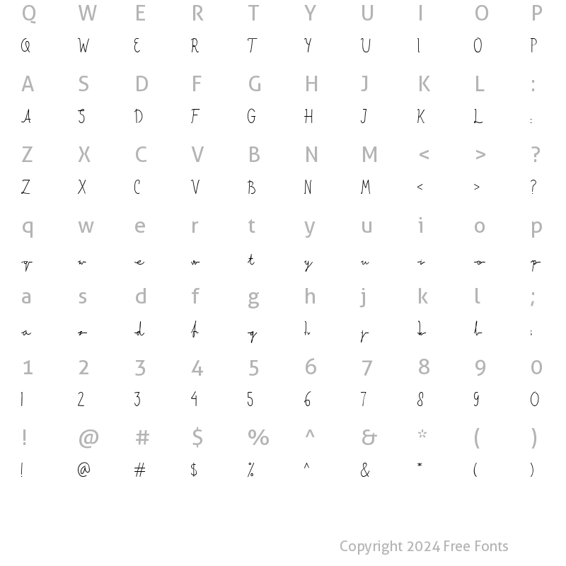 Character Map of Quickness Script Regular