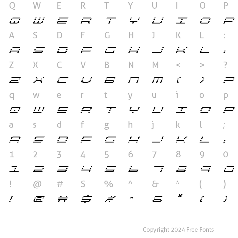 Character Map of QuickQuick Italic Italic