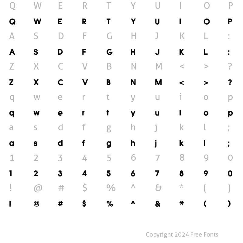 Character Map of QuicksansAccurateICG Fill Regular