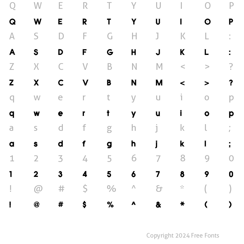 Character Map of QuicksansAccurateICG Solid Regular