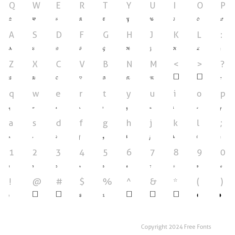 Character Map of QuickScript Regular