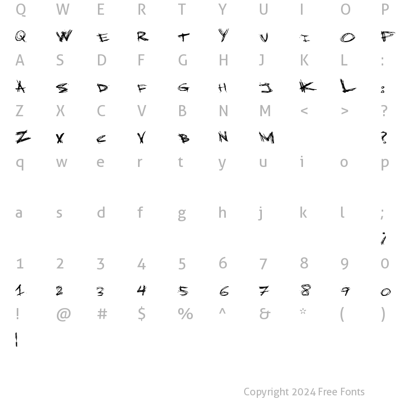 Character Map of Quickscript Regular