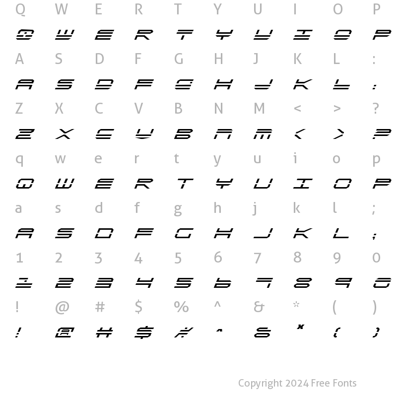 Character Map of QuickStrike Italic Italic