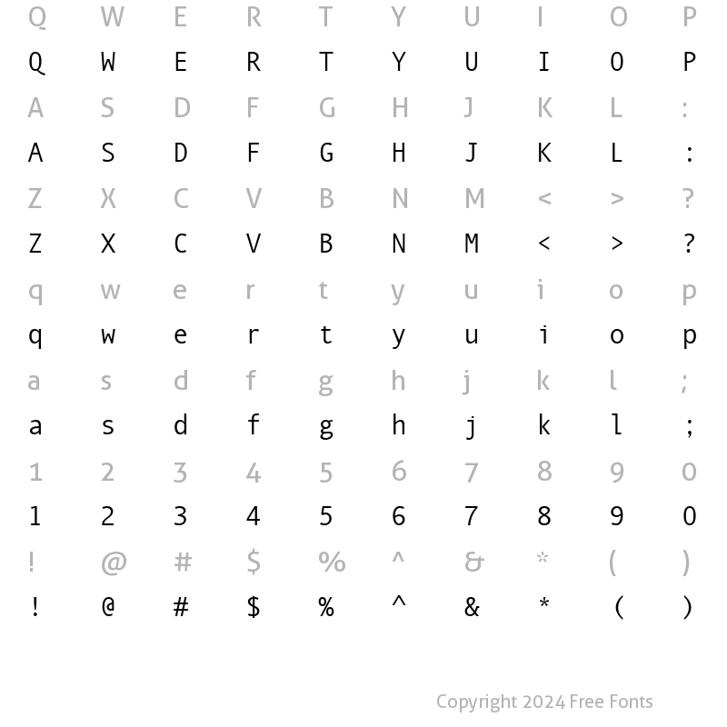 Character Map of QuickType II Mono Regular