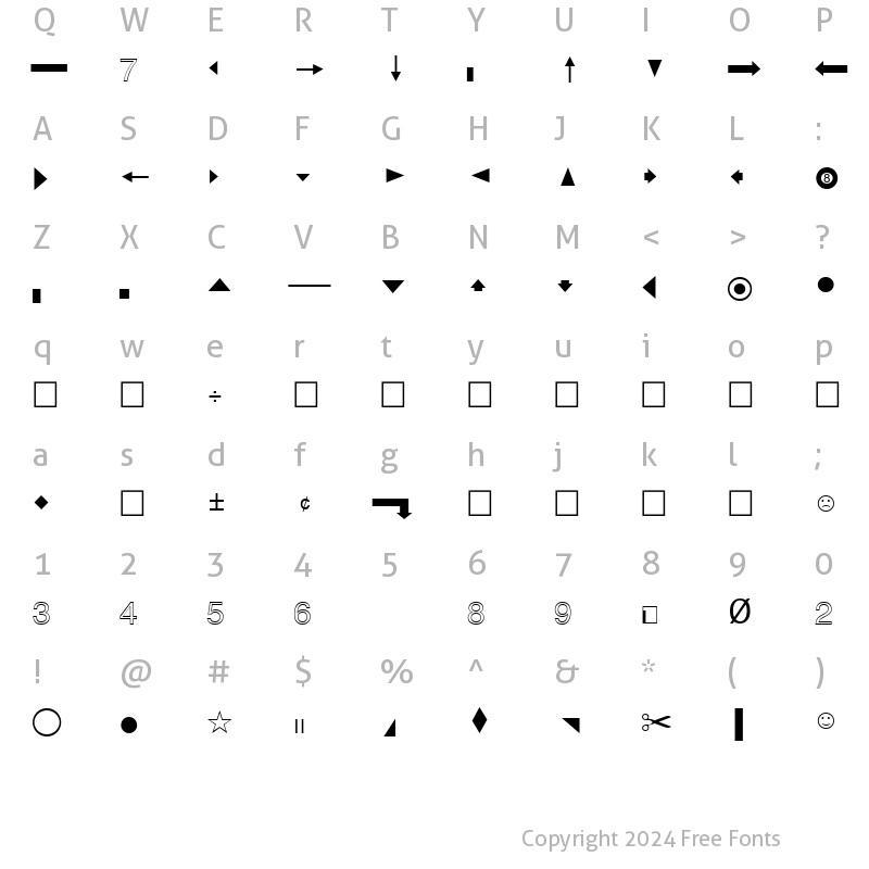 Character Map of QuickType Pi Regular