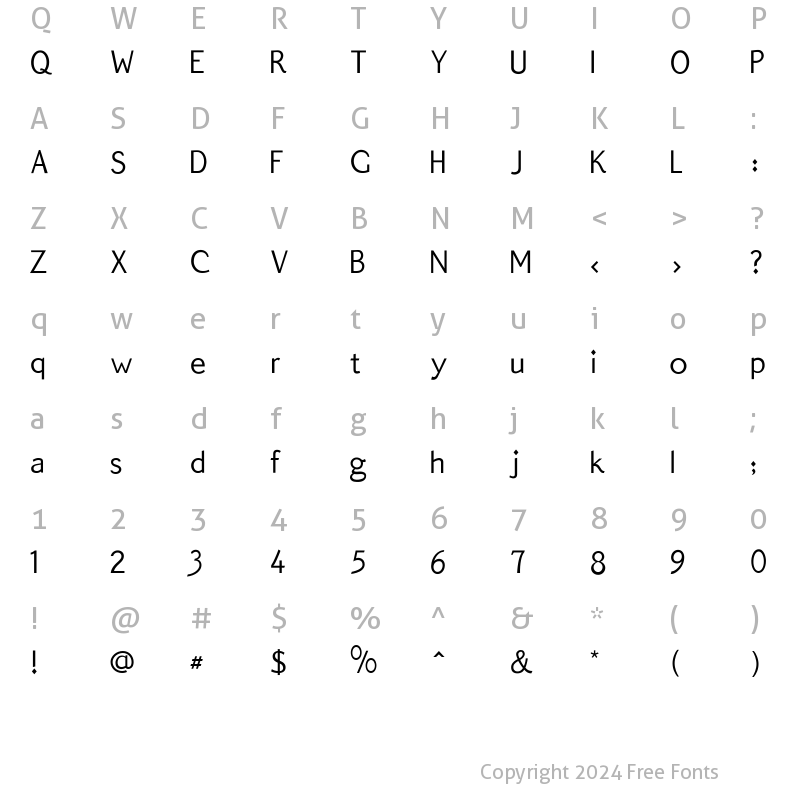 Character Map of QuickType Sans Regular