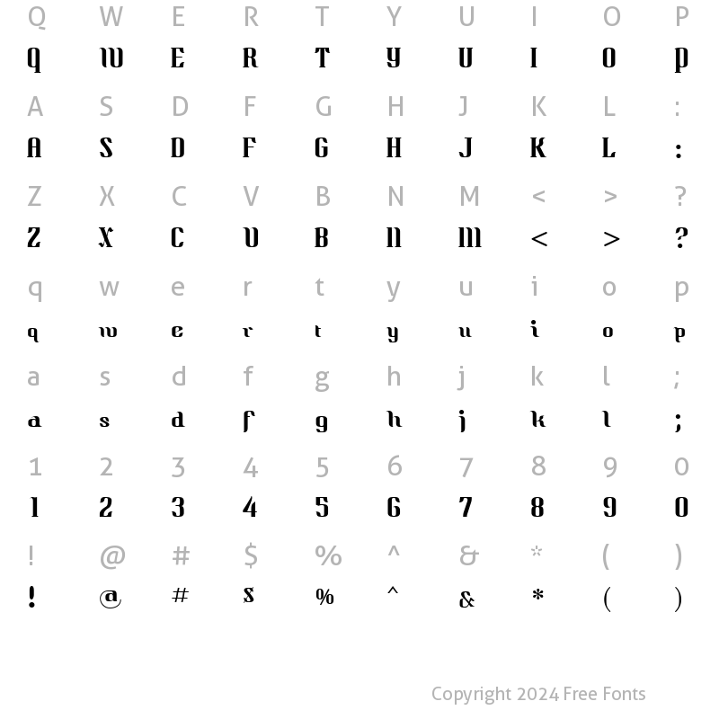 Character Map of Quidic Roman