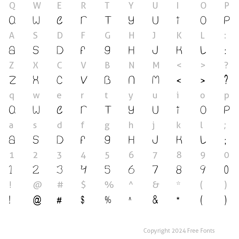 Character Map of Quiet Infinity Regular