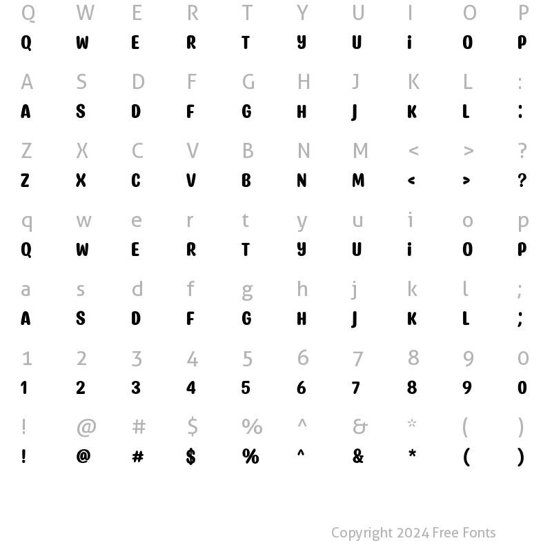 Character Map of Quietly Endure Regular