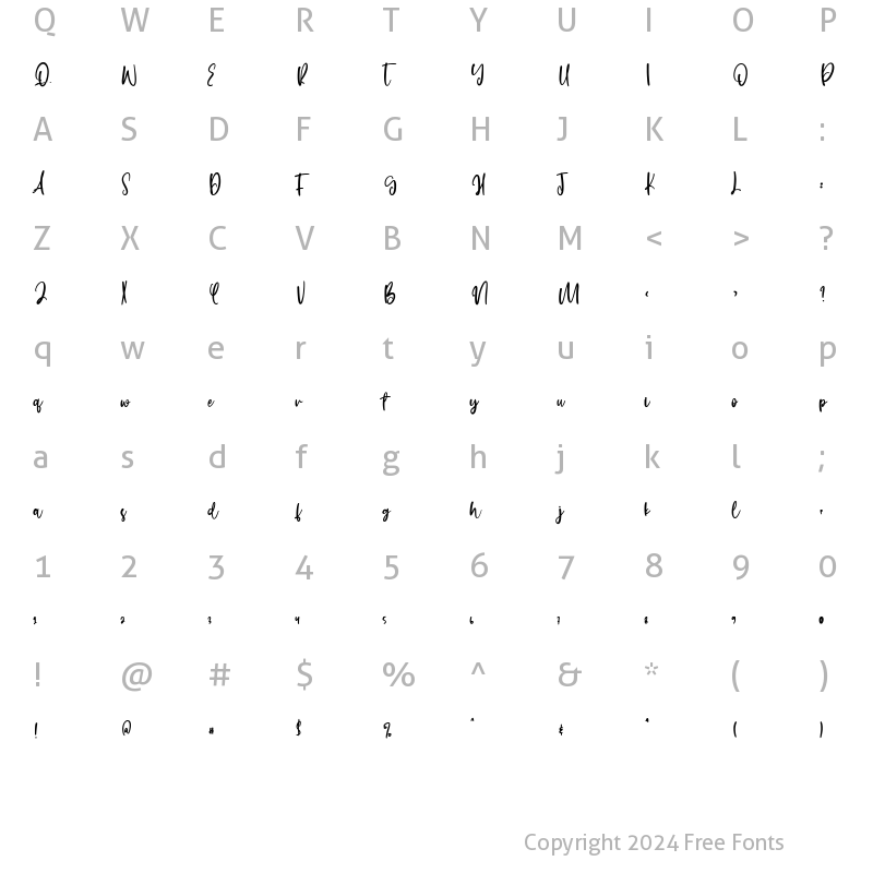 Character Map of Quiglary Regular