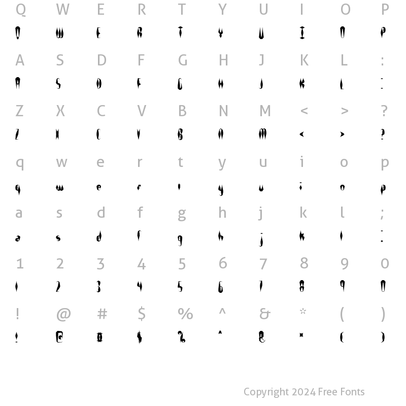 Character Map of Quill Experimental S BRK Regular