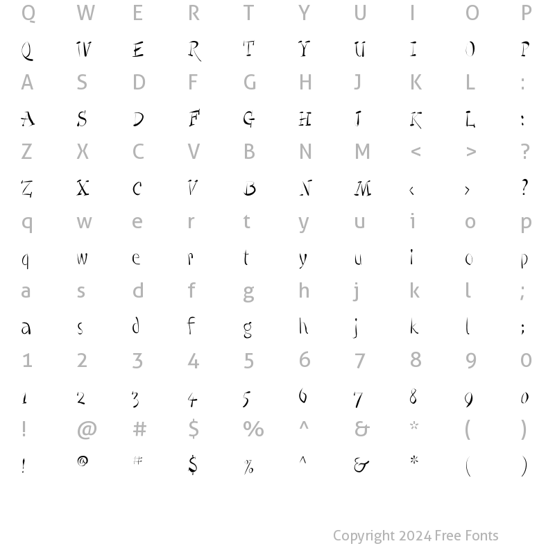 Character Map of Quill Light Regular