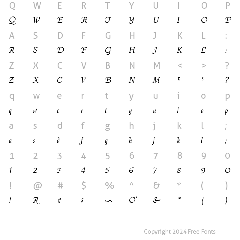 Character Map of Quill Regular