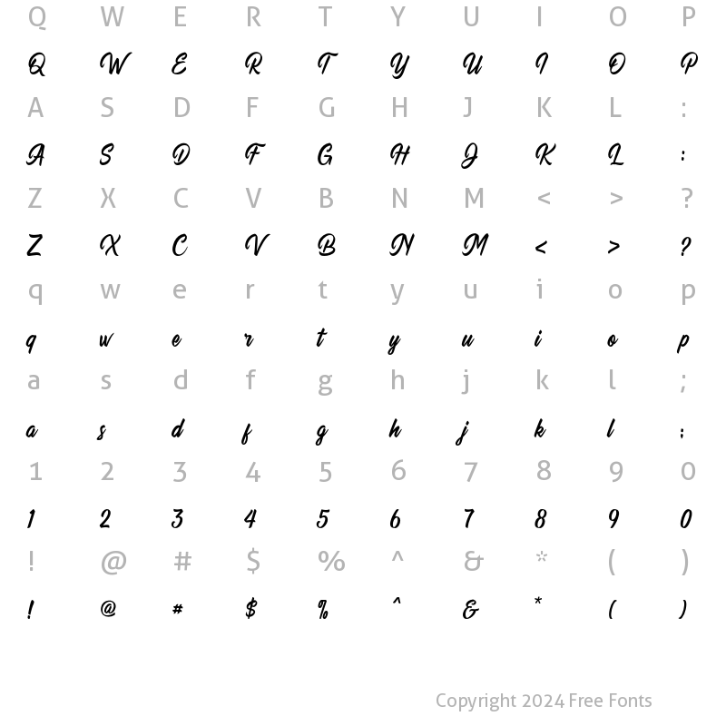 Character Map of Quillain Regular