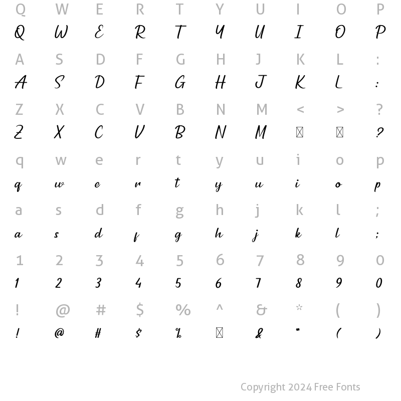 Character Map of Quillbacks Regular