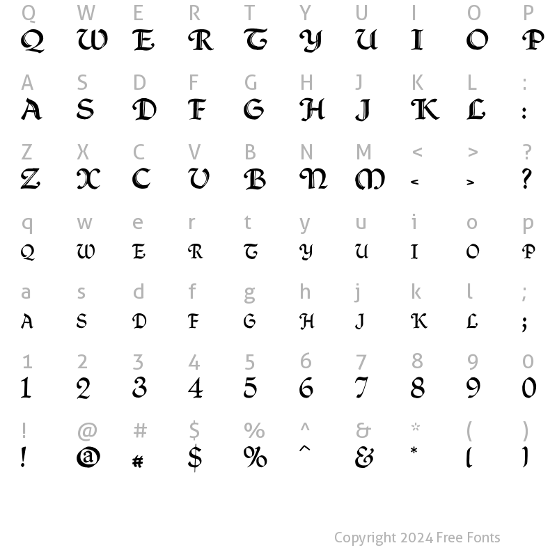 Character Map of QuillCapitals normal