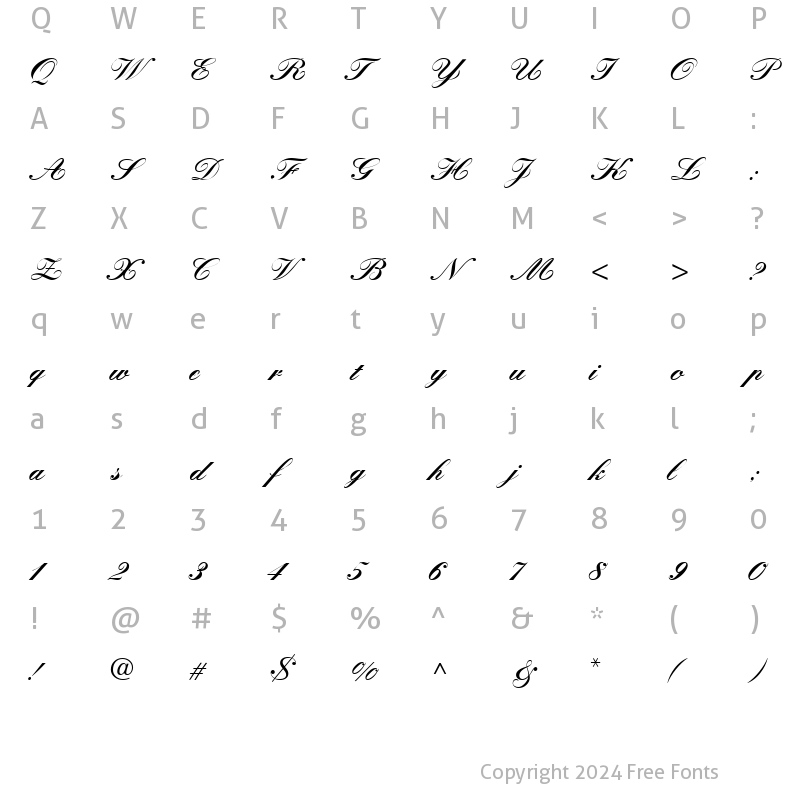 Character Map of QuillScriptBlackSSK Regular