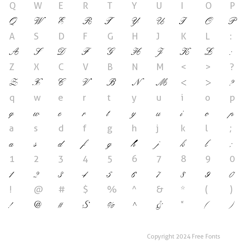 Character Map of QuillScriptSSK Regular