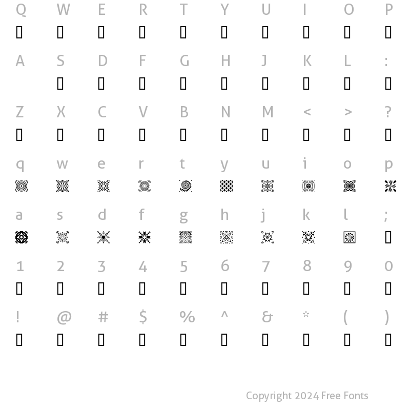 Character Map of Quilter's Delight Regular