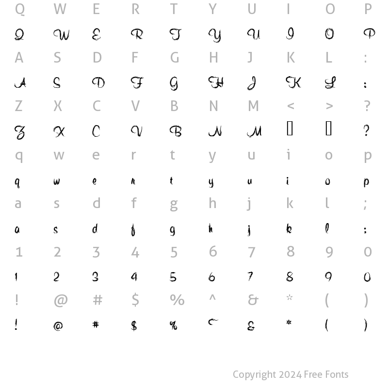 Character Map of Quince Regular