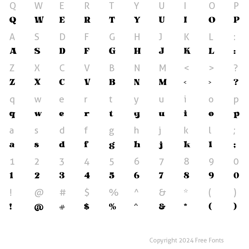 Character Map of Quinie Bold