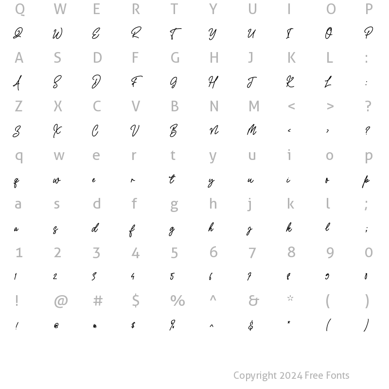 Character Map of Quinley Regular