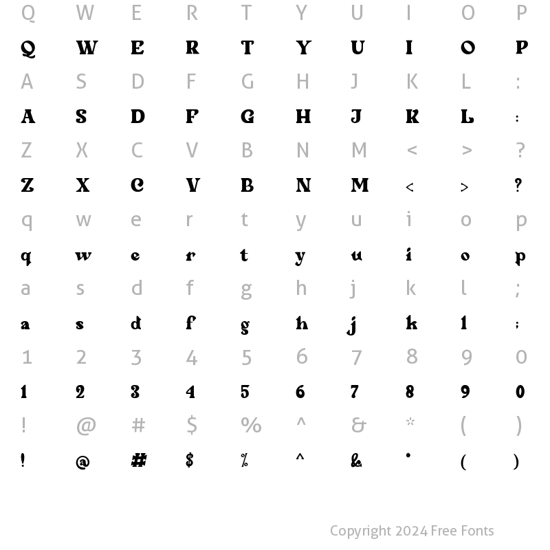 Character Map of Quinlliyk Regular