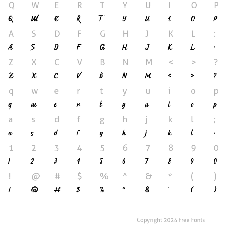 Character Map of Quintana Regular