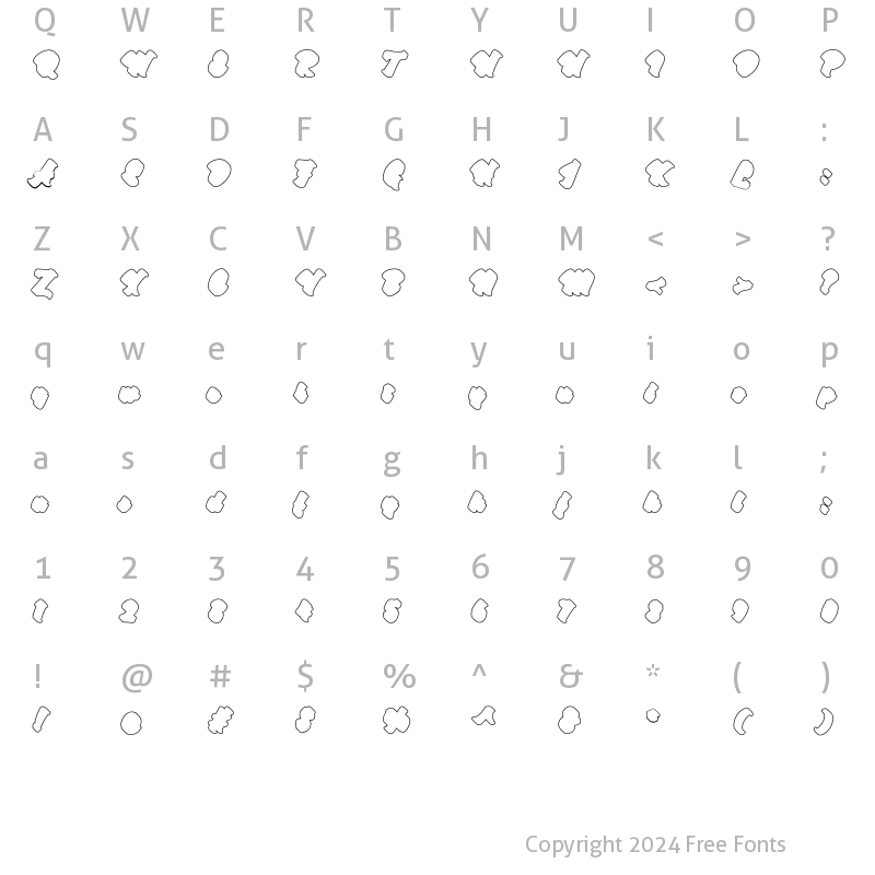 Character Map of Quintavy Outline Regular