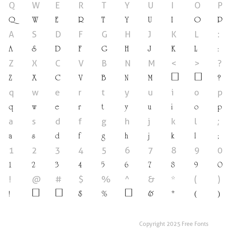 Character Map of Quirinal Regular