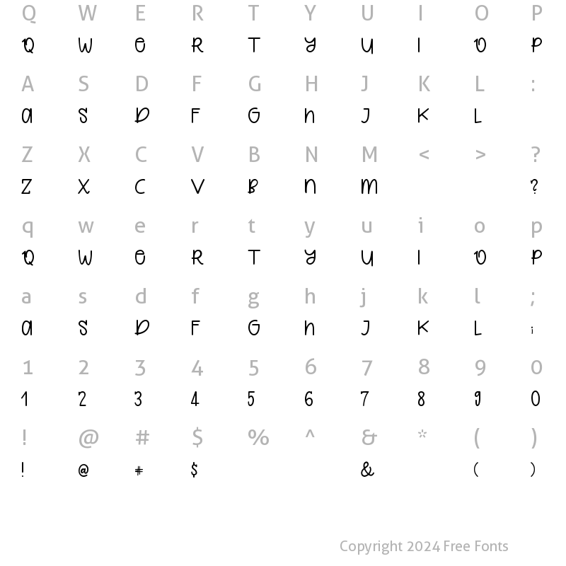 Character Map of Quirkle Regular