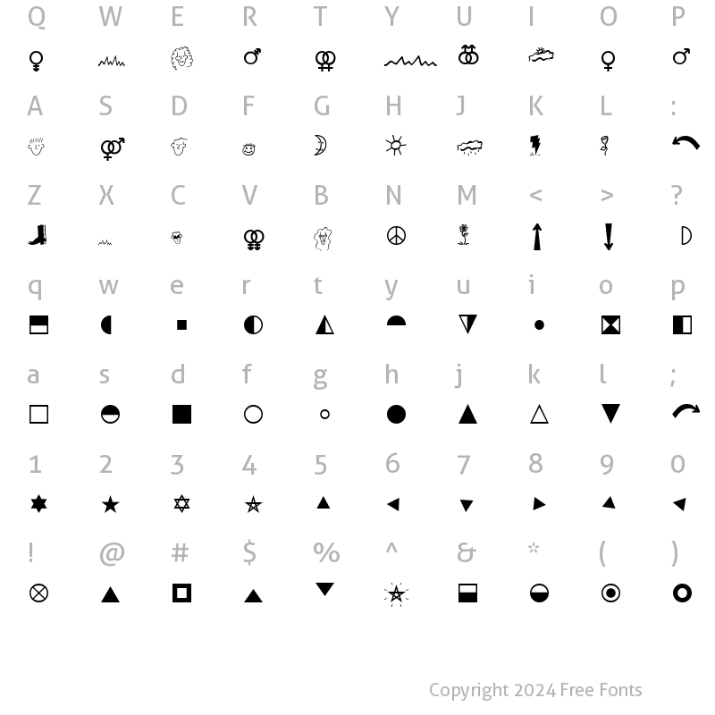 Character Map of Quirks ICG Regular