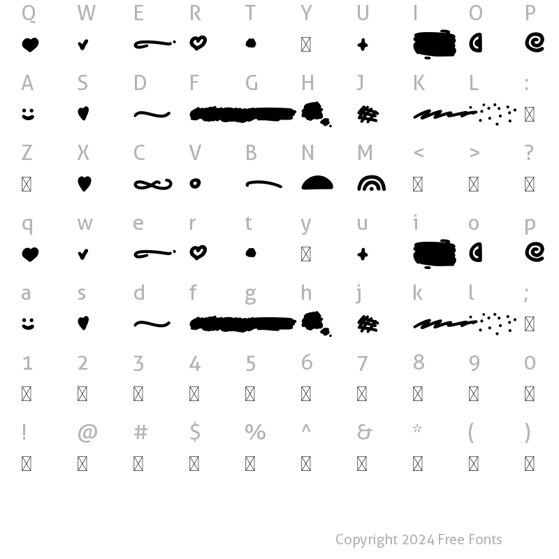 Character Map of QUIRKY SPRING SYMBOLS