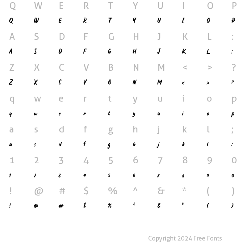 Character Map of Quirthy Regular