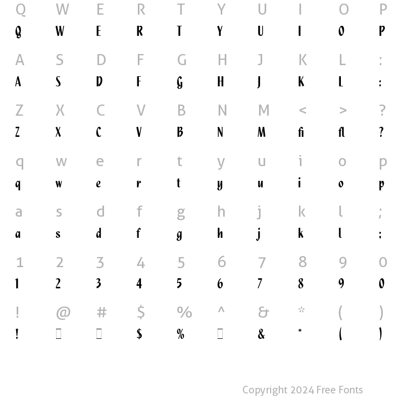 Character Map of Quixley LET Plain