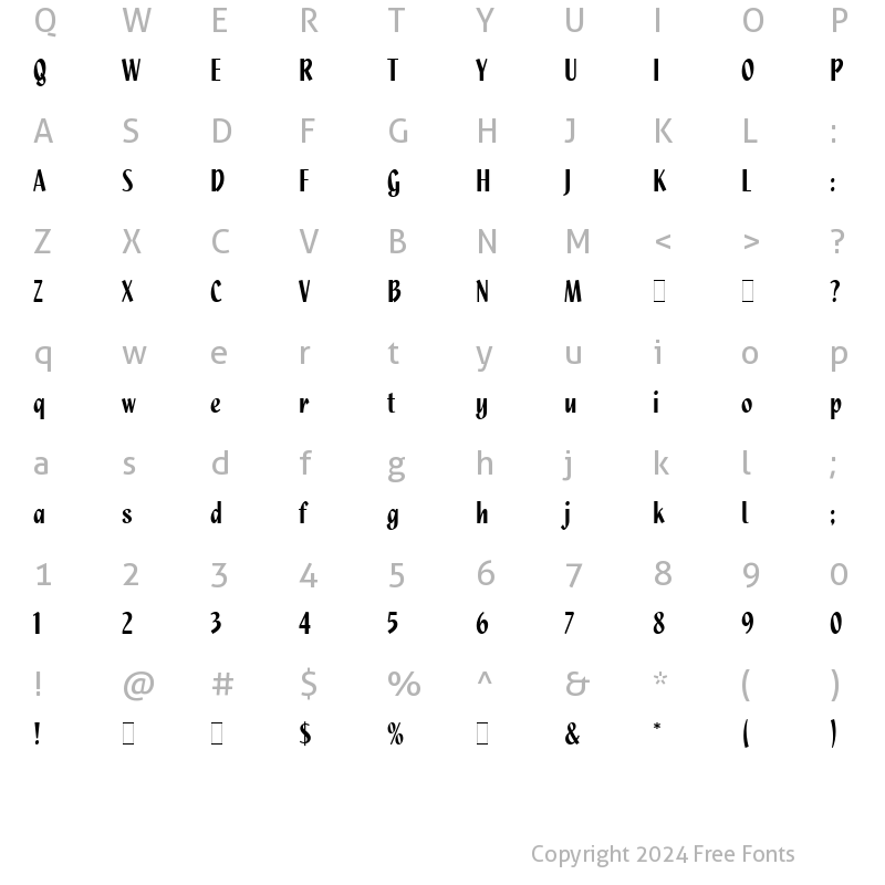 Character Map of Quixley LET Regular