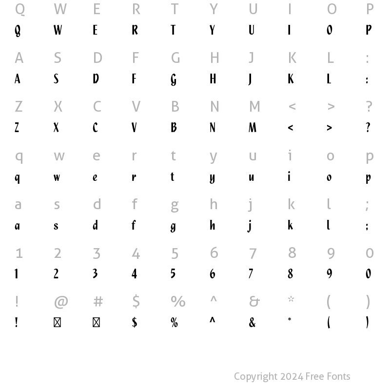 Character Map of Quixley Std Regular