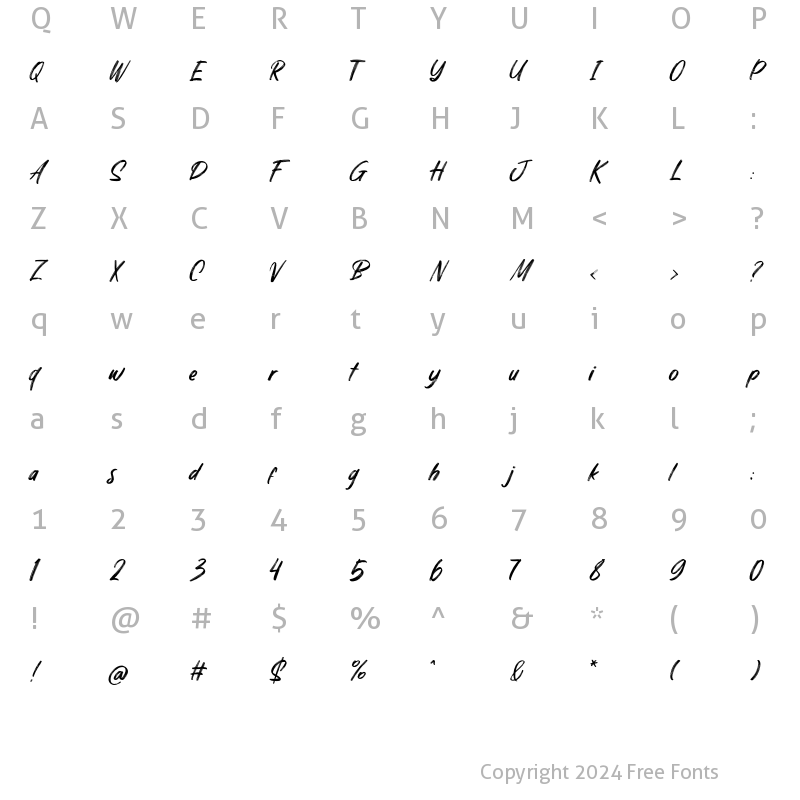 Character Map of Quizine Regular