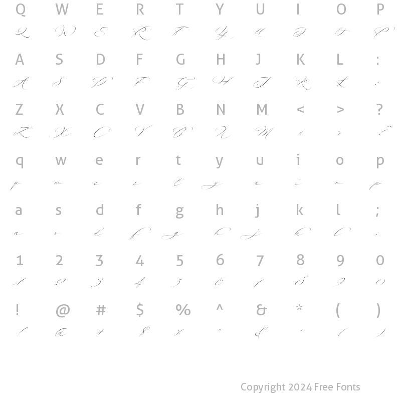 Character Map of Quntas Script Regular