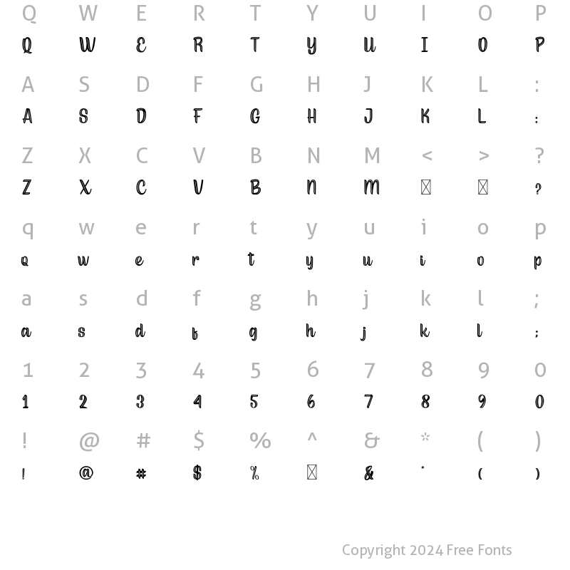 Character Map of Quoote Regular