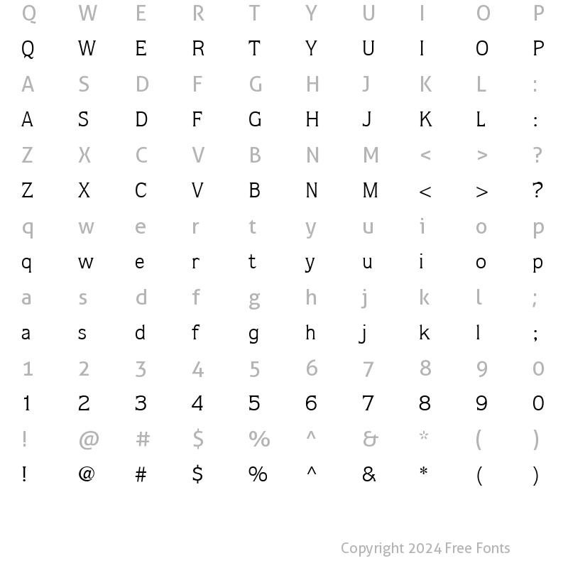 Character Map of Quorum LT Book Regular