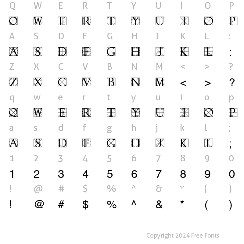 Character Map of Quovadis Regular