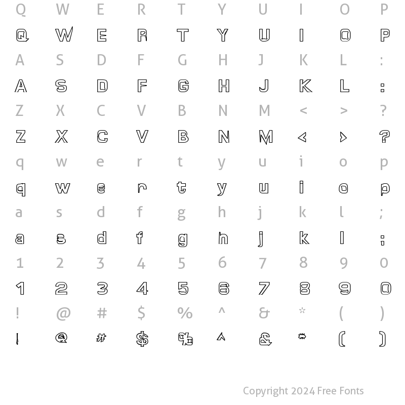 Character Map of Quropa Hollow Regular